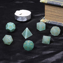Load image into Gallery viewer, SUNYIK 7 PCS Polished Crystal Stone Polyhedral DND Dice Set for for RPG MTG Table Games, DND Game Dice Polyhedral Dungeons and Dragons for Office Home Decoration, Green Aventurine
