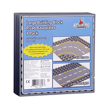 Load image into Gallery viewer, Apostrophe Games Large Building Blocks Road Base Plates Compatible with All Major Brands  8Pcs Straight and Curved Road Plates for Construction Blocks  7.5 x 7.5 Inch Street Baseplates
