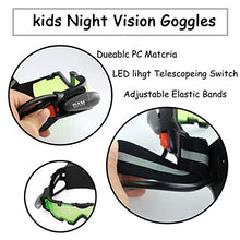 Load image into Gallery viewer, Yolyoo Night Vision Goggles, Adjustable Kids LED Night Goggles Flip-Out Lights Green Lens for Racing Bicycling, Skying to Protect Eyes Children&#39;s Day Gift
