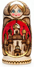 Load image into Gallery viewer, 170 mm Moscow Cathedrals Wood Burned Doll 5 pcs

