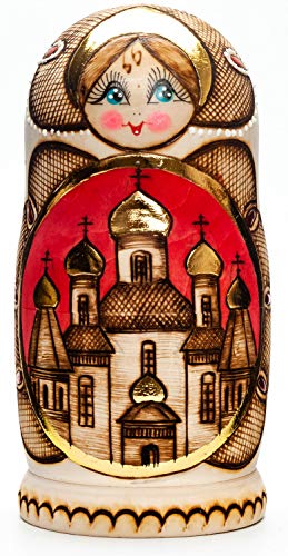 170 mm Moscow Cathedrals Wood Burned Doll 5 pcs