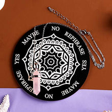 Load image into Gallery viewer, Pendulum Board Divination Dowsing Metaphysical Message Board with Crystal Dowsing Pendulum Necklace Witchcraft Wiccan Altar Supplies Kit (4 Inch, 1 Pack)
