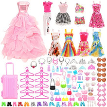 Load image into Gallery viewer, Miunana Lot 69 pcs for 11.5 inch Girl Doll Clothes Set Red Wardrobe with Clothes and Accessories Include Trunk Clothes Crown Necklace Shoes Hanger Bags and Other Accessories (Not Include The Doll)
