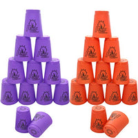 24 Pack Sports Stacking Cups, Quick Stack Cups Set Training Game for Travel Party Challenge Competition, Orange+Purple