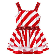 Load image into Gallery viewer, Moily Girls Ms Santa Clause Christmas Costume Puff Sleeve Tutu Dress Ballet Ice Skater Dancewear Striped Red 2 Years
