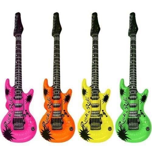 Spinbit Inflatable Guitar Blow Up Fancy Dress Rock Party Disco Musical Prop Accessories Pack of 4