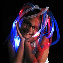Load image into Gallery viewer, Flashing Panda LED Lgith-UP Flashing Tentacle Noodle Boppers/Dreads Headband, Red White &amp; Blue USA Patriotic, 1 Headband
