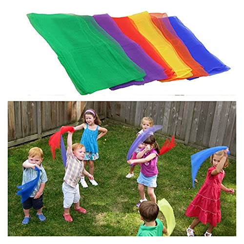 changshuo Silk Scarf 10Pcs/Pack Kids Square Scarf Outdoor Game Sports Toy Juggling Silk Dance Scarves Toys for Children Performance Props Accessories