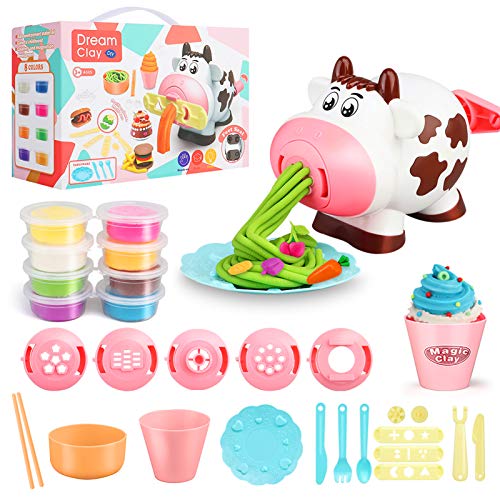 Playdough Tool Set for Toddlers, 28Pcs Kitchen Creations Noodle Playset and Ice Cream Maker Machine Playdough Kit for Toddlers,3 4 6 8 Years Old Boys and Girls Dough Birthday Holiday Gift for Kids