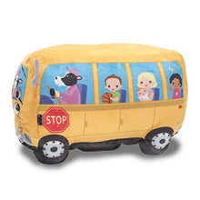 Load image into Gallery viewer, Cuddle Barn | Wheelie 8&quot; School Bus Singing Stuffed Animal Plush Toy | Mouth Moves and Eyes Light Up | Sings Wheels on The Bus
