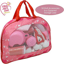 Load image into Gallery viewer, 50Piece Baby Doll Feeding &amp; Caring Accessory Set in Zippered Carrying Case - Accessories for Dolls
