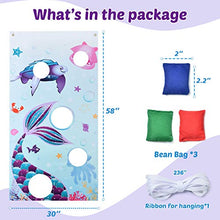 Load image into Gallery viewer, WERNNSAI Mermaid Tail Toss Game Banner with 3 Bean Bags - Blue Ocean Theme Bean Bag Game Sets Party Games for Kids Birthday Party Favors Under The Sea World Party Supplies Outdoor Yard Game
