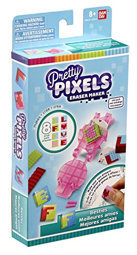 Bandai America Pretty Pixels 38512 Eraser Maker Mini Pack - Besties, Pink/Light Blue/Red/Leaf Green