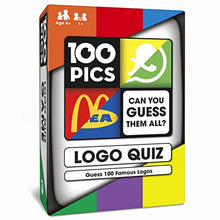 Load image into Gallery viewer, 100 PICS Logos Travel Game - Guess 100 Logos | Flash Cards with Slide Reveal Case | Card Game, Gift, Stocking Stuffer | Hours of Fun for Kids and Adults | Ages 5+
