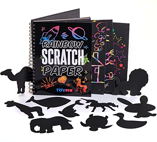 Scratch Art Book for Kids Set with Large Rainbow Scratch Paper +