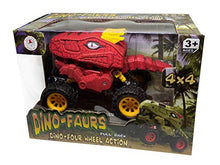 Load image into Gallery viewer, Aeromax Dino-Faur Pull Back Dinosaur Truck, Red with Yellow Accent (PBDB-B)
