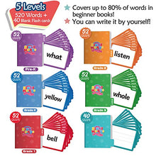 Load image into Gallery viewer, Torlam 520 Sight Words Flash Cards Kindergarten Homeschool Supplies with Card Folders &amp; Rings - Dolch Fry High Frequency Site Word for Pre-k Kindergarten 1st 2nd 3rd Grade
