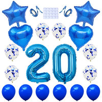 Yijunmca Blue 20 Number Balloons Kit Jumbo Number 20 32