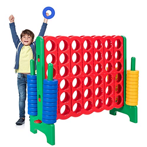 Costzon Giant 4-In-A-Row, Jumbo 4-to-Score Giant Games for Kids & Adults, Indoor Outdoor Party Family Connect Plastic Game, 4 Feet Wide by 3.5 Feet Tall w/42 Jumbo Rings & Quick-Release Slider (Green)