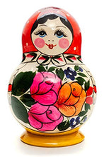 Load image into Gallery viewer, Matryoshka Semenovskaya Russian Nesting Doll red Head Round Shape 10 pcs Inside

