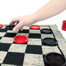 Load image into Gallery viewer, Giant 3-in-1 Checkers and Mega Tic Tac Toe with Reversible Rug  Indoor/Outdoor Jumbo Classic Board Games for Friends, Kids, &amp; Family Fun  Great for Game Night, BBQ, Travel, Parties, &amp; Events
