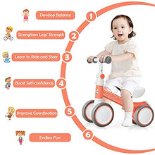 Load image into Gallery viewer, BABY JOY Baby Balance Bike, 6-24 Months Children Walker, No Pedal Infant 4 Wheels Toddler Bicycle with Adjustable Seat, Kids Riding Toys for 1 Year Old Boys Girls, Babys First Birthday Gift, Pink
