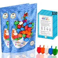 Hanukkah Dreidels 200 Bulk Pack Multi-Color Plastic Chanuka Draydels With English Transliteration - Includes 20 Dreidel Game Instruction Cards (200-Pack)