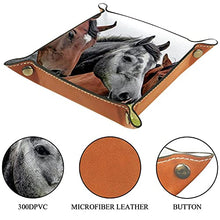 Load image into Gallery viewer, Folding Portable PU Leather Dice Tray Dice Rolling Tray Holder Storage Box for RPG DND Dice Tray and Table Games, Horses Head Animals
