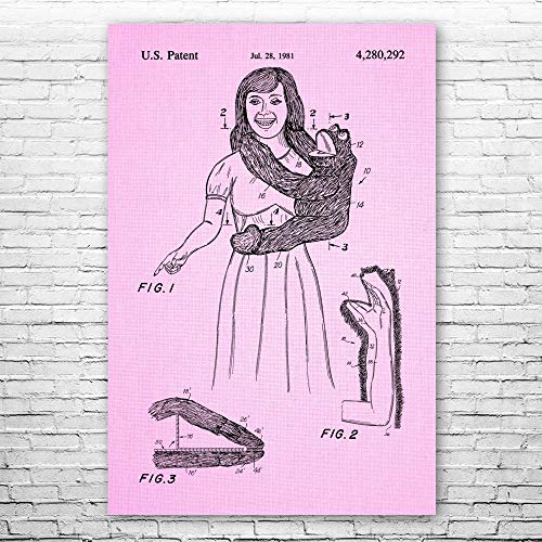 Patent Earth Monkey Hand Puppet Poster Print, Toy Store Art, Puppet Decor, Ventriloquist Gift, Puppet Wall Art, Puppet Design Pink Cloth (12 inch x 18 inch)