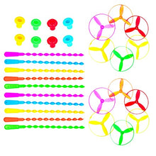 Load image into Gallery viewer, Toyvian 10pcs Flying Disc Launcher Toys Pull String Flying Saucers UFO Saucer Funny Outdoor Toys for Kids Children Park Outside Playing ( Random Color )
