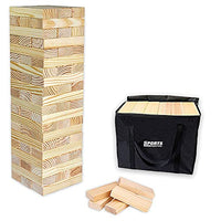 Giant Tumbling Timbers Jumbo Tumble Tower Toppling Block Game Stacking Wood Blocks Set of 60 Large Pieces (from 2 Feet to Over 5 Feet ) with Carrying Case - for Adults Kids Family Outdoor Yard Camping