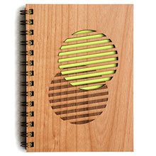 Load image into Gallery viewer, &quot;Geo Globes in Yellow&quot; Wood-Cover 5 x 7 Journal - Handcrafted in Southern Salifornia By Cardtorial
