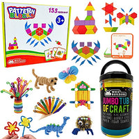 Wooden Pattern Block Puzzle Set & Arts and Crafts Supplies Set Bundle for Kids - Homeschool Kindergarten Preschool Activities - Kindergarten School Toys for Toddlers Girls Boys