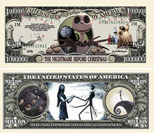 Load image into Gallery viewer, 10 Nightmare Before Christmas Million Dollar Bills with Bonus Thanks a Million Gift Card Set
