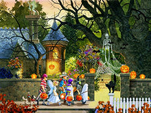 Load image into Gallery viewer, Friends on Halloween 1000 Piece Jigsaw Puzzle by SunsOut, Artist Doug Laird
