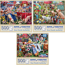 Load image into Gallery viewer, Bits and Pieces - Value Set of Three (3) 500 Piece Jigsaw Puzzles for Adults - Each Puzzle Measures 18&quot; x 24&quot; - 500 pc Desserts, Farm Animal, Quilting Festival Jigsaws by Artist Larry Jones
