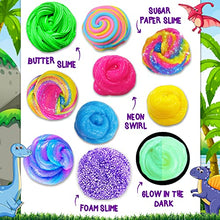Load image into Gallery viewer, Dinosaur Slime kit for Boys Glow in The Dark DIY Slime - Easy to Make Butter Glitter Foam Slime - Dinosaur Party Favors- 12 Dinosaurs Included - Unique Slime Supplies Add-ins
