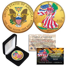 Load image into Gallery viewer, Combo 24K Gold Gilded/Color 2019 American Silver Eagle 1 Oz .999 Coin w/Box
