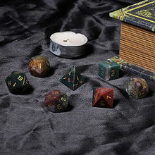 Load image into Gallery viewer, SUNYIK 7 PCS Polished Crystal Stone Polyhedral DND Dice Set for for RPG MTG Table Games, DND Game Dice Polyhedral Dungeons and Dragons for Office Home Decoration, Indian Agate
