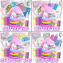 Load image into Gallery viewer, 4 Pack of Slime Eggs All-Inclusive Surprise DIY Slime Making Kits with 5 Secrets - Includes Glue, Activator and Magic Add ins - Butter, Cloud, Glitter and Stardust Slime
