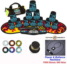 Load image into Gallery viewer, Speed Stacks Combo Set &#39;The Works: 12 Black Tatoo 4&quot; Cups, Black Flame Gen 3 Mat, G4 Pro Timer, Cup Keeper, Stem, Gear Bag + Active Energy Necklace
