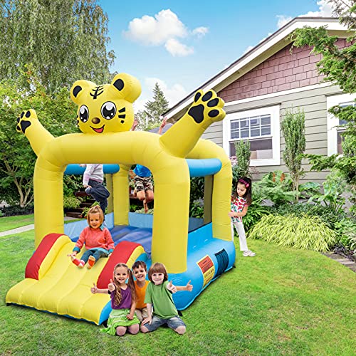 LOPJGH Bouncy House for Kids Outdoor,Jumping Castle Inflatable Bouncer with Slide,Family Backyard Bouncy Castle,Durable Sewn with Extra Thick Material (83 inch x 106 inch x 95 inch)