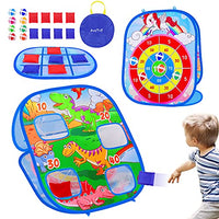 3 in 1 Bean Bag Toss Game for Toddler Easter Party Corn Holes Outdoor Indoor Dart Board Toys with 8 Bean Bags & 8 Sticky Balls Beach Yard Lawn Toddler Games Gift for Boys Girls Age 2-43-54-8 Kids