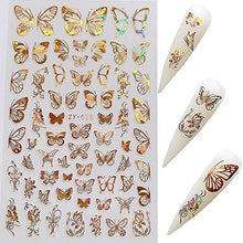 Load image into Gallery viewer, 8Pcs/Lot Nail Art Sticker Sheets Different Holographic Butterfly Gold and Silver Color Butterflies Nail Decoration Supplies Nail Art Stickers for Manicure Nail DIY Designs
