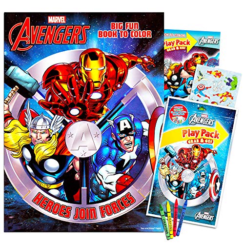 Marvel Avengers Coloring Book and Avengers Play Set with Stickers and Crayons!