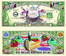 Load image into Gallery viewer, 100 Happy Birthday Million Dollar Bills with Bonus Thanks a Million Gift Card Set
