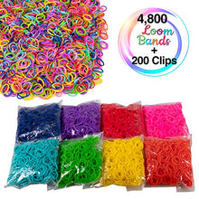 Load image into Gallery viewer, Loom Rubber Bands - 4800 pc Refill Value Pack with Clips (8 Unique Rainbow Colors - 600 of Each) Compatible with Rainbow Looms, Great Christmas Gift for Girls
