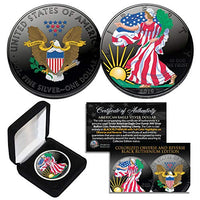 Black Ruthenium & Colorized 2-Sided 1 Troy Oz .999 2019 Silver Eagle Coin w/Box