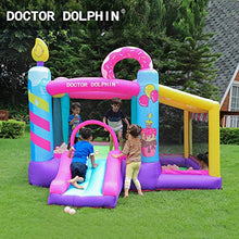 Load image into Gallery viewer, Doctor Dolphin Inflatable Donuts Jumping Castle for Kids, Inflatable Bounce House with Large Ball Pit/Mini Slide for Kids Birthday Party, with Blower

