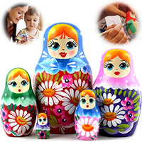AEVVV Small Russian Nesting Dolls - Handmade Matryoshka Dolls 3.5 in - Traditional Russian Nesting Dolls - Stacking Nesting Doll Set 5 pcs
